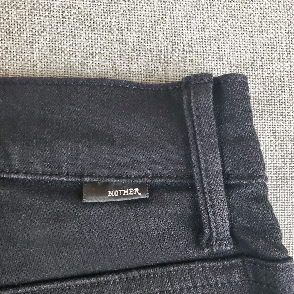 MOTHER Jeans 27 The Insider Crop Step Fray Black Zip Fly Denim No Guilty Wash - Picture 6 of 16
